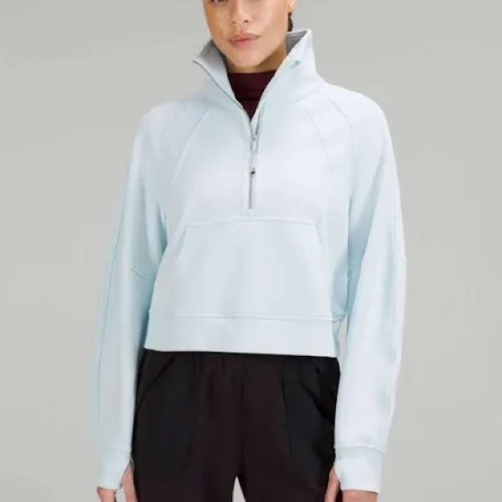lululemon athletica Light Blue Half-Zip Cropped Sweatshirt